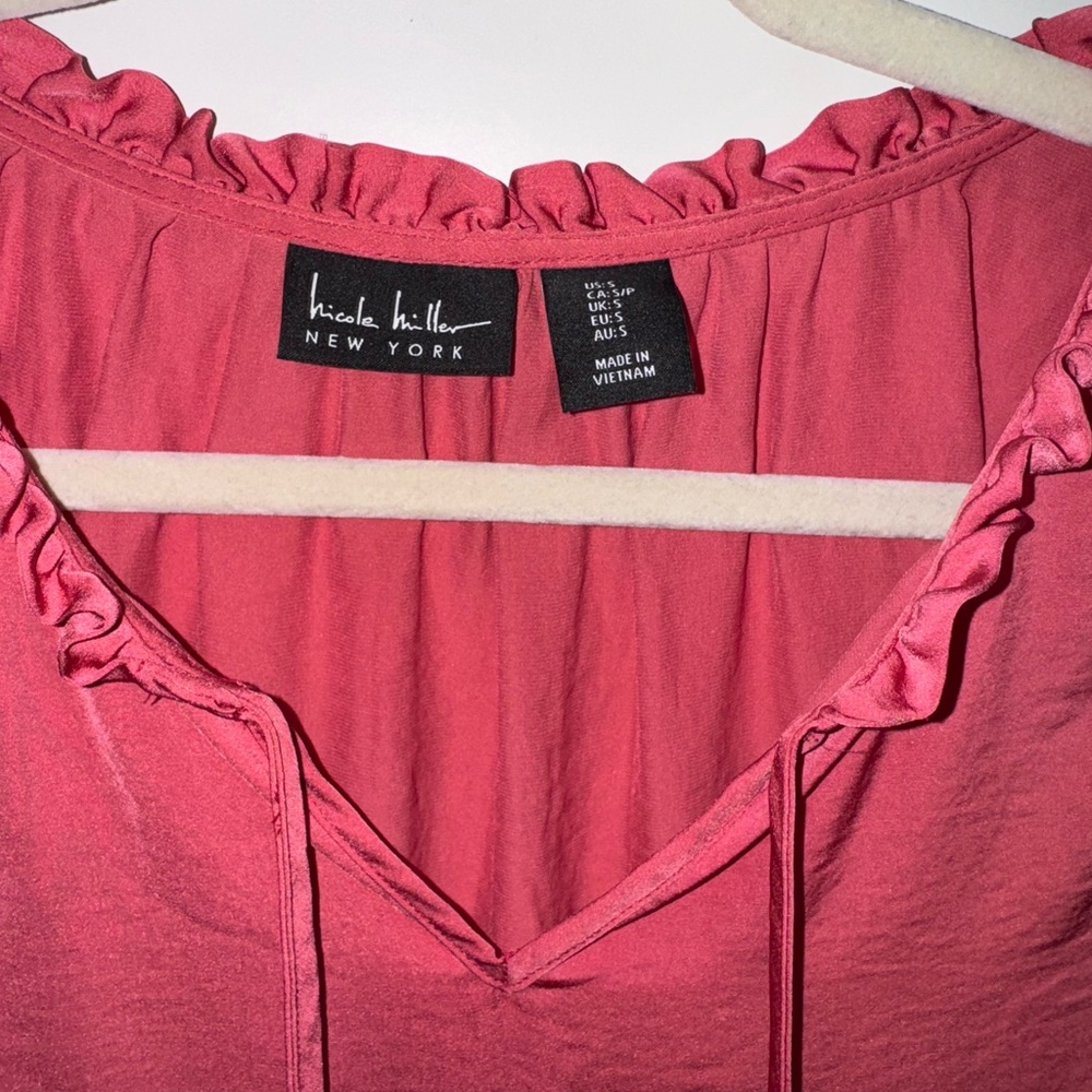 Nicole Miller Pink Ruffle Blouse